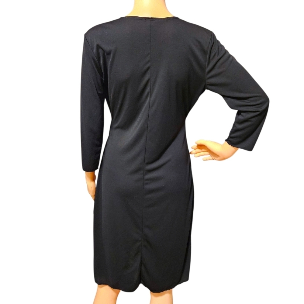 VTG Black Wrap Dress Grace Dresses Sz S Korea Made Buckle Detail V-Neck Career - Picture 4 of 10